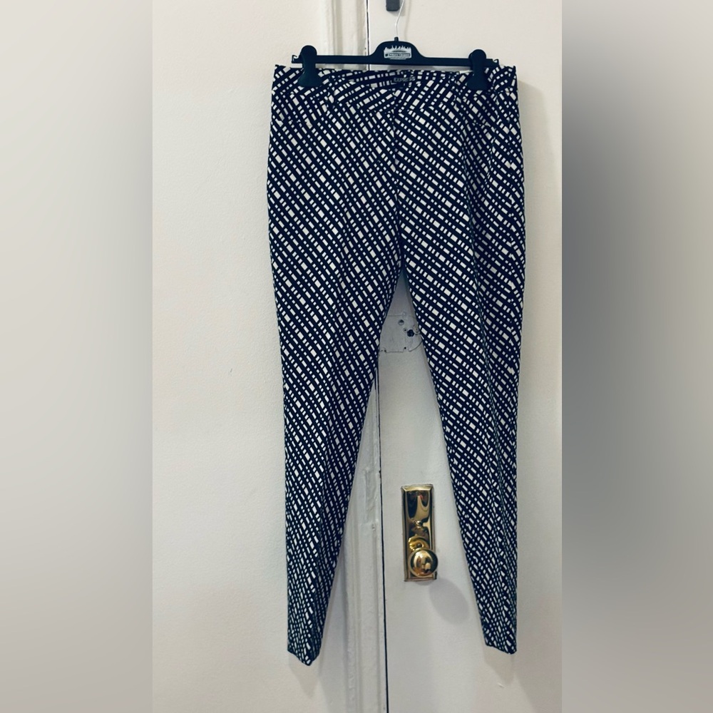 Express Columnist Slim Pants Size 10 Reg Black Off White